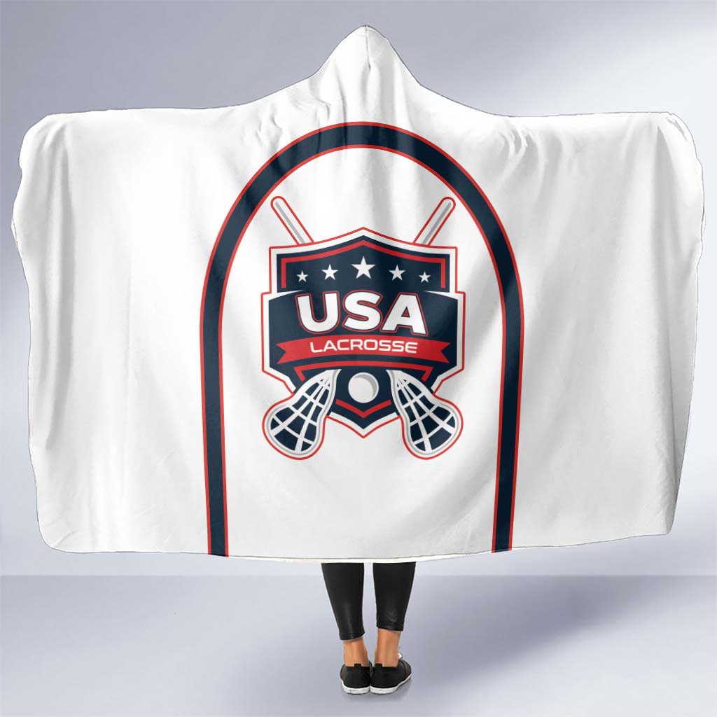 USA 2025 Lacrosse Hooded Blanket USA Growing the Game White Version