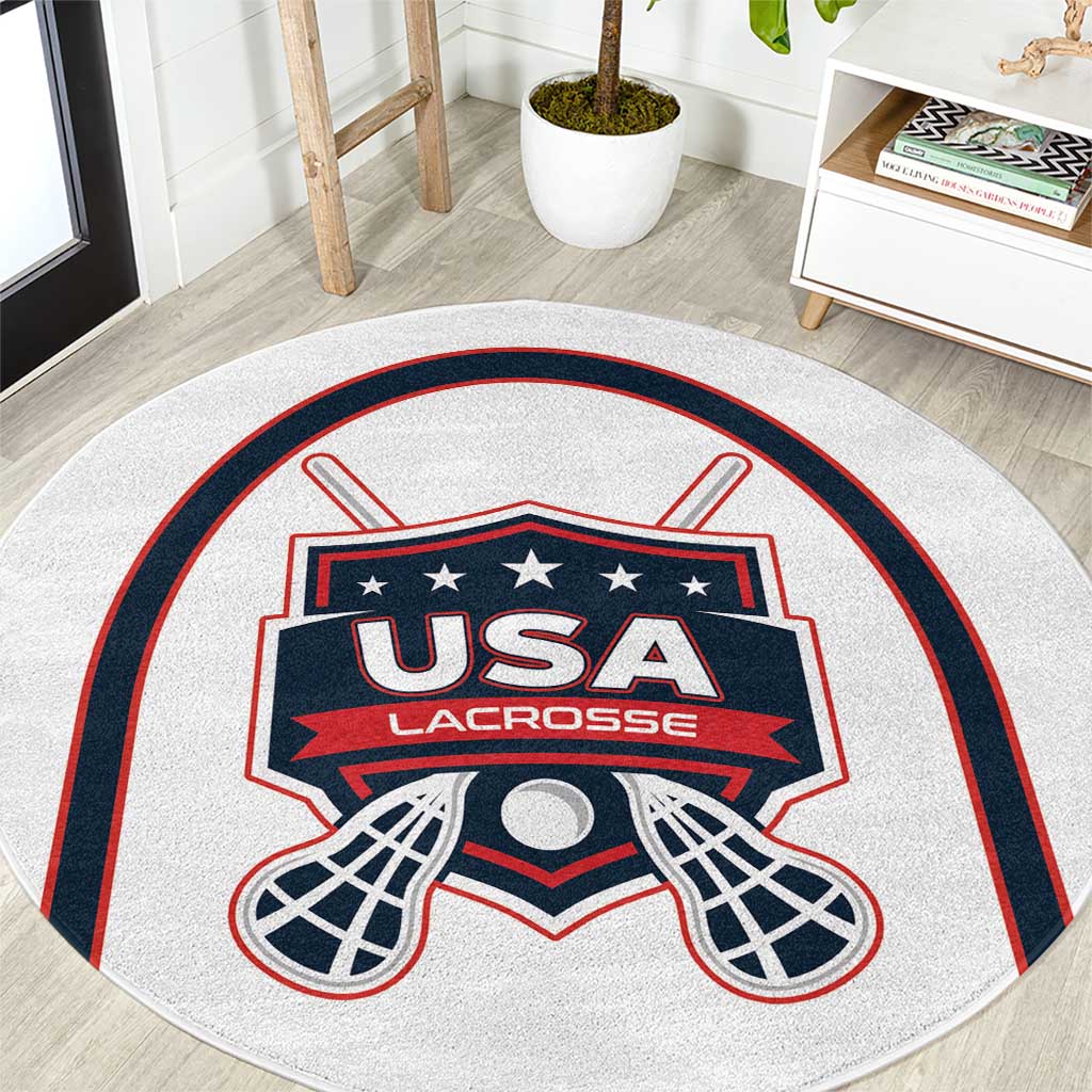 USA 2025 Lacrosse Round Carpet USA Growing the Game White Version