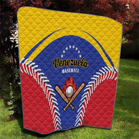 Venezuela baseball quilt blanket with quilted pattern, yellow top band and red bottom