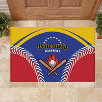 Venezuela baseball rubber doormat, red blue yellow with bat and baseball logo graphic