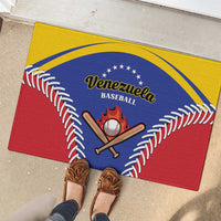 Venezuela baseball rubber doormat, red yellow blue with bat and baseball logo under shoes