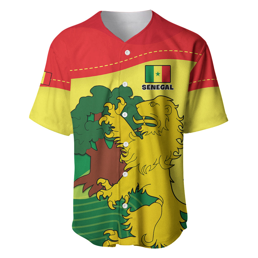 Senegal Baseball Jersey Bahamian Lion Baobab Flag Style - Wonder Print Shop