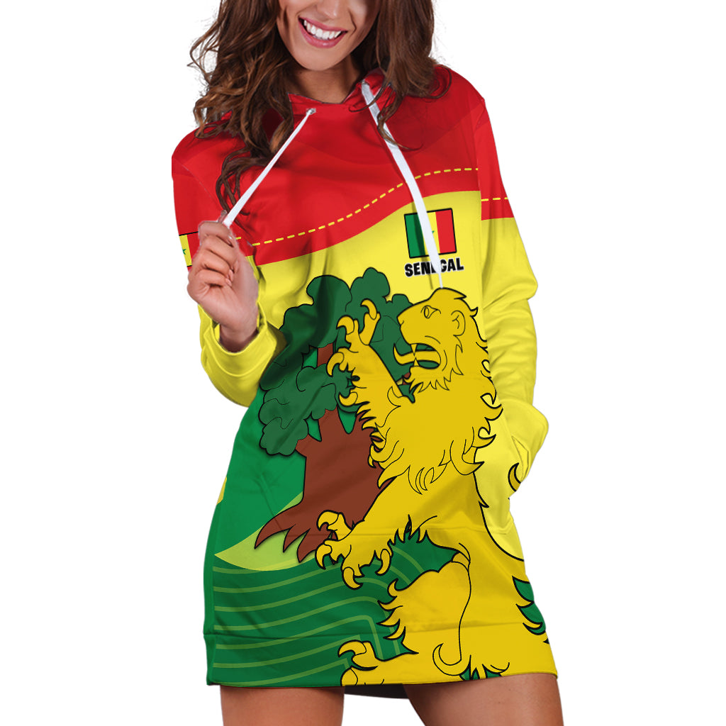 Senegal Hoodie Dress Bahamian Lion Baobab Flag Style - Wonder Print Shop