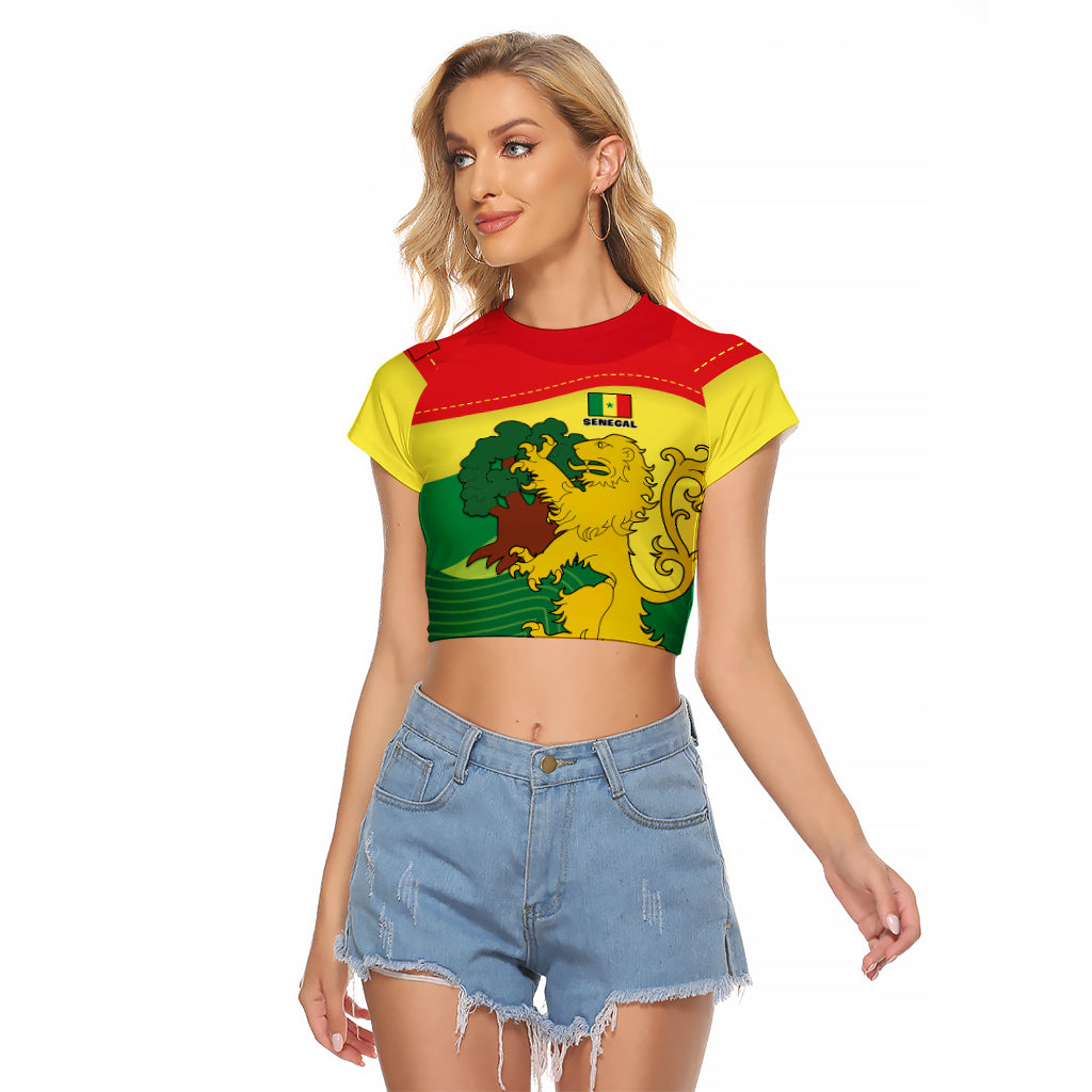 Senegal Raglan Cropped T Shirt Bahamian Lion Baobab Flag Style - Wonder Print Shop