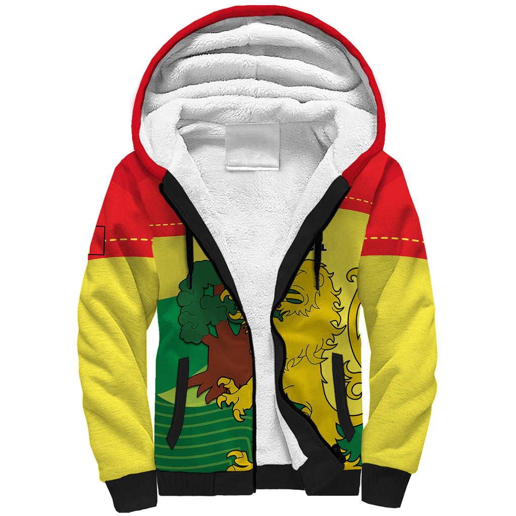 Senegal Sherpa Hoodie Bahamian Lion Baobab Flag Style - Wonder Print Shop