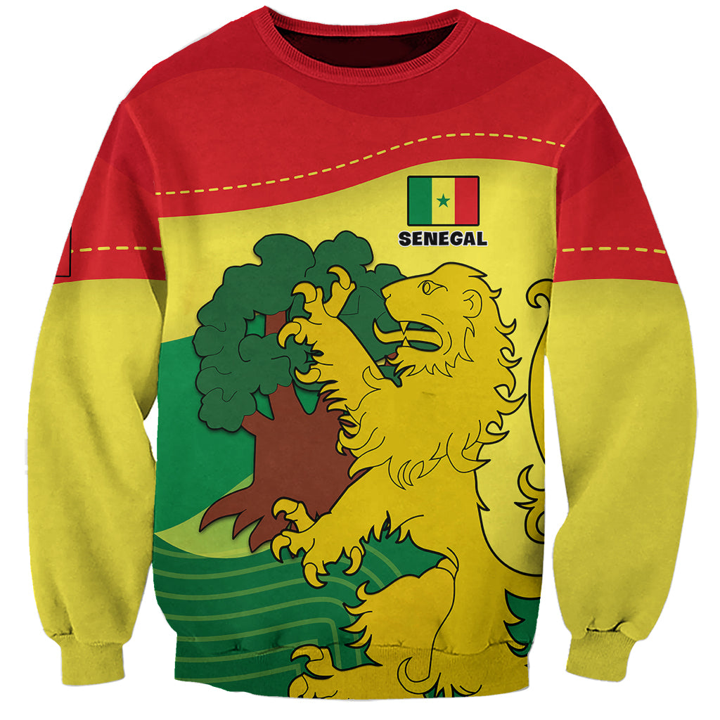 Unisex Senegal sweatshirt with lion and tree graphic, red and yellow flag style