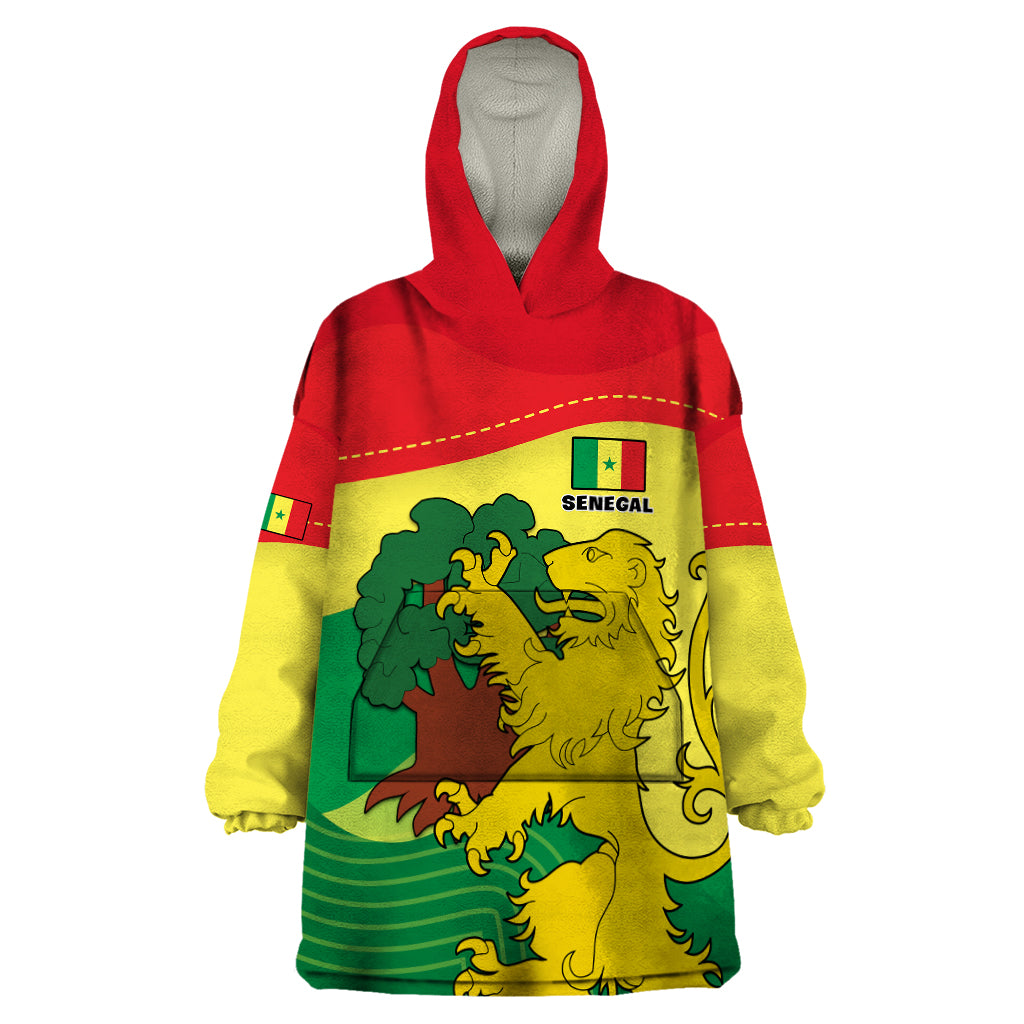 Senegal Wearable Blanket Hoodie Bahamian Lion Baobab Flag Style - Wonder Print Shop