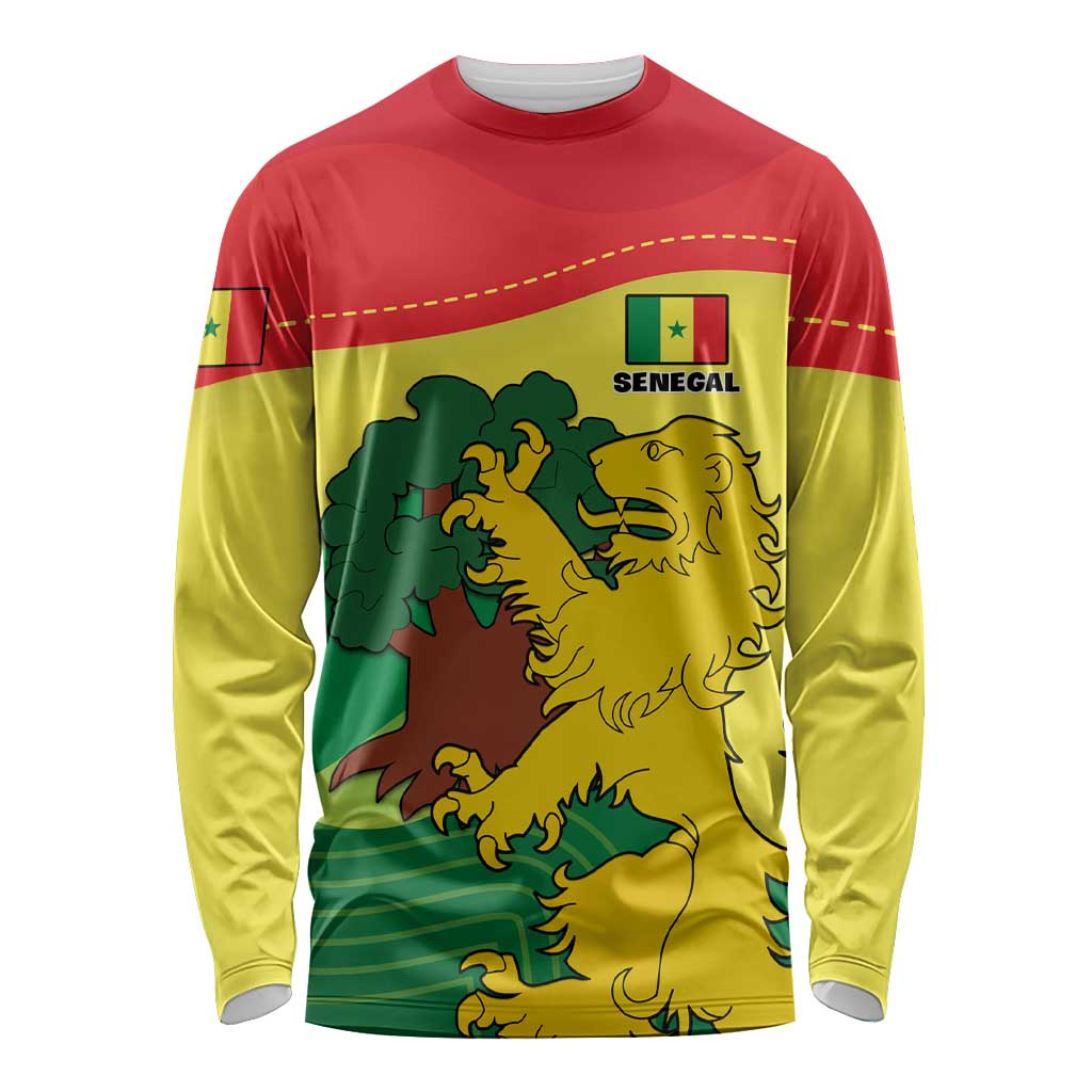 Long-sleeve crewneck shirt with lion graphic and SENEGAL text in red, yellow, green