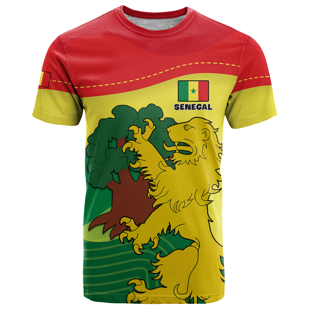 Custom Senegal T Shirt Bahamian Lion Baobab Flag Style - Wonder Print Shop