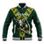 Custom South Africa 2024 Rugby Baseball Jacket Go Springboks Protea Pattern - Wonder Print Shop