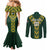 Custom South Africa 2024 Rugby Couples Matching Mermaid Dress and Long Sleeve Button Shirt Go Springboks Protea Pattern