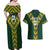 Custom South Africa 2024 Rugby Couples Matching Off Shoulder Maxi Dress and Hawaiian Shirt Go Springboks Protea Pattern - Wonder Print Shop