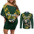 Custom South Africa 2024 Rugby Couples Matching Off Shoulder Short Dress and Long Sleeve Button Shirt Go Springboks Protea Pattern - Wonder Print Shop