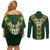 Custom South Africa 2024 Rugby Couples Matching Off Shoulder Short Dress and Long Sleeve Button Shirt Go Springboks Protea Pattern - Wonder Print Shop