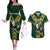 Custom South Africa 2024 Rugby Couples Matching Off The Shoulder Long Sleeve Dress and Hawaiian Shirt Go Springboks Protea Pattern - Wonder Print Shop