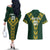 Custom South Africa 2024 Rugby Couples Matching Off The Shoulder Long Sleeve Dress and Hawaiian Shirt Go Springboks Protea Pattern - Wonder Print Shop