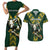 Custom South Africa 2024 Rugby Couples Matching Short Sleeve Bodycon Dress and Hawaiian Shirt Go Springboks Protea Pattern - Wonder Print Shop