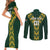 Custom South Africa 2024 Rugby Couples Matching Short Sleeve Bodycon Dress and Long Sleeve Button Shirt Go Springboks Protea Pattern - Wonder Print Shop