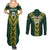 Custom South Africa 2024 Rugby Couples Matching Summer Maxi Dress and Long Sleeve Button Shirt Go Springboks Protea Pattern - Wonder Print Shop