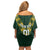 Custom South Africa 2024 Rugby Family Matching Off Shoulder Short Dress and Hawaiian Shirt Go Springboks Protea Pattern - Wonder Print Shop