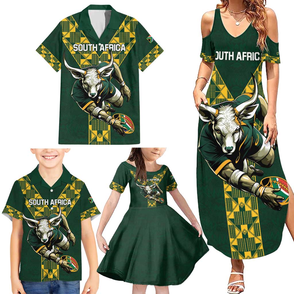 Custom South Africa 2024 Rugby Family Matching Summer Maxi Dress and Hawaiian Shirt Go Springboks Protea Pattern - Wonder Print Shop