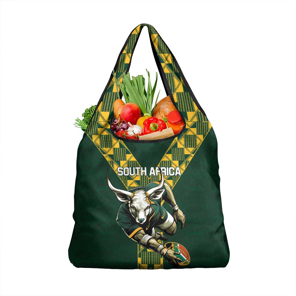 South Africa 2024 Rugby Grocery Bag Go Springboks Protea Pattern