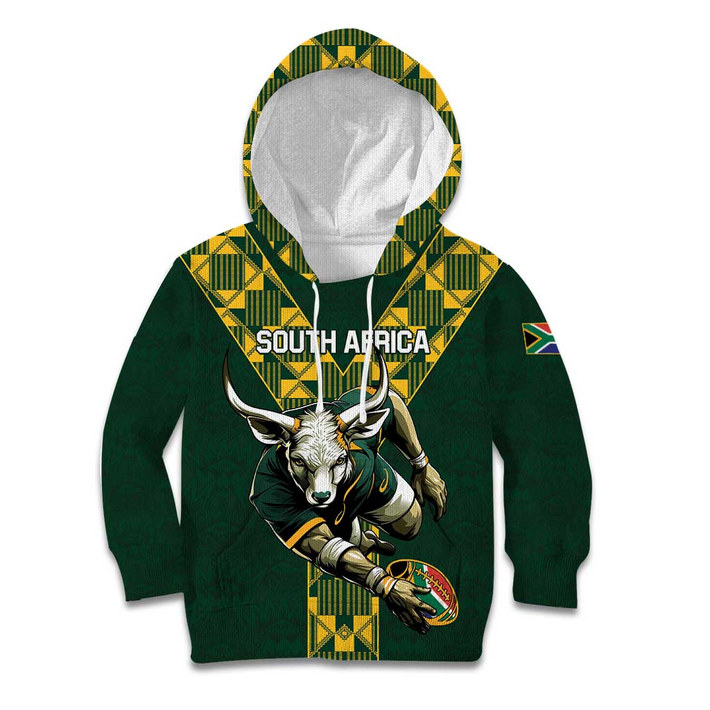 Custom South Africa 2024 Rugby Kid Hoodie Go Springboks Protea Pattern - Wonder Print Shop