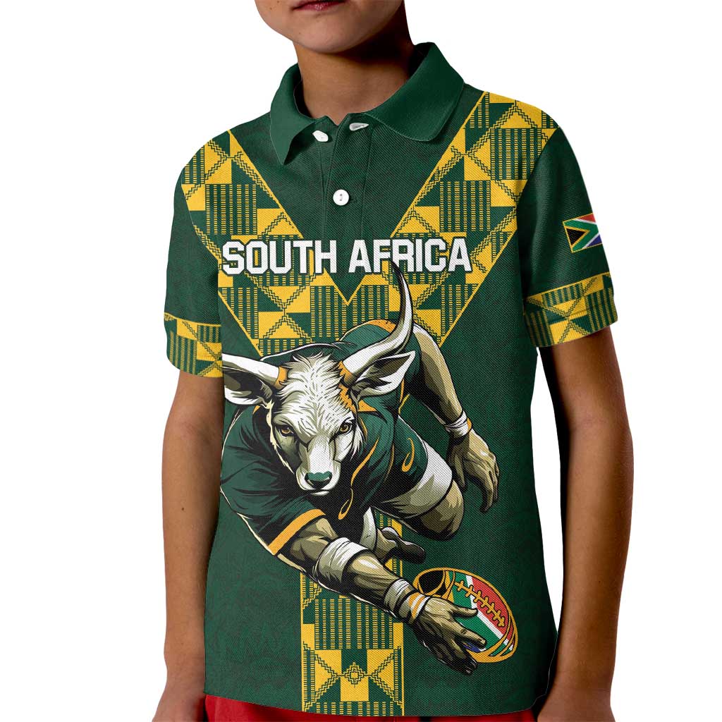 Custom South Africa 2024 Rugby Kid Polo Shirt Go Springboks Protea Pattern - Wonder Print Shop