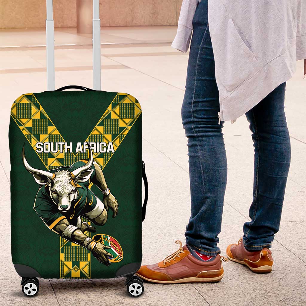 Custom South Africa 2024 Rugby Luggage Cover Go Springboks Protea Pattern - Wonder Print Shop