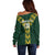 Custom South Africa 2024 Rugby Off Shoulder Sweater Go Springboks Protea Pattern - Wonder Print Shop