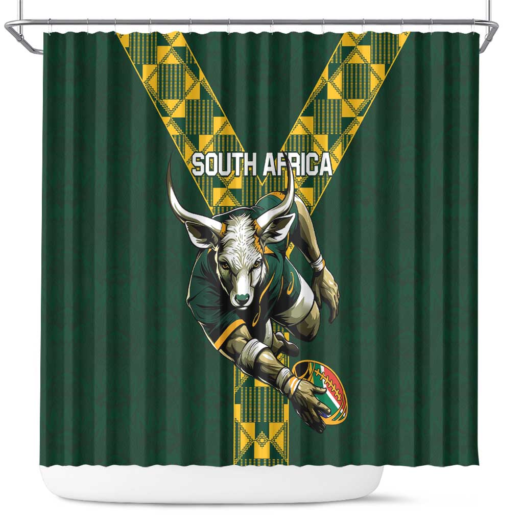 Custom South Africa 2024 Rugby Shower Curtain Go Springboks Protea Pattern