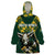 Custom South Africa 2024 Rugby Wearable Blanket Hoodie Go Springboks Protea Pattern - Wonder Print Shop