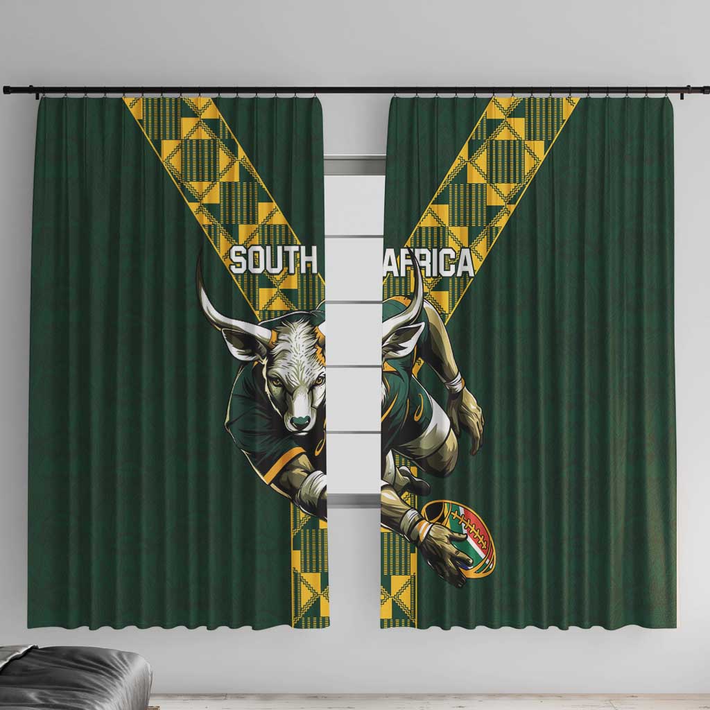 Custom South Africa 2024 Rugby Window Curtain Go Springboks Protea Pattern - Wonder Print Shop