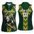 Custom South Africa 2024 Rugby Women Sleeveless Polo Shirt Go Springboks Protea Pattern - Wonder Print Shop