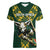 Custom South Africa 2024 Rugby Women V-Neck T-Shirt Go Springboks Protea Pattern - Wonder Print Shop