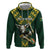 Custom South Africa 2024 Rugby Zip Hoodie Go Springboks Protea Pattern - Wonder Print Shop