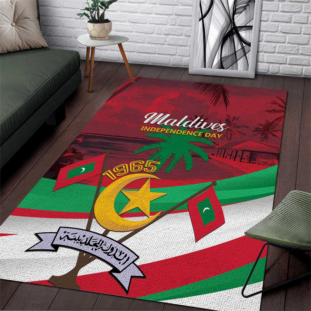 Personalized Maldives Independence Day 1965 Area Rug Dhivehi Raajjeyge Jumhooriyyaa - Wonder Print Shop