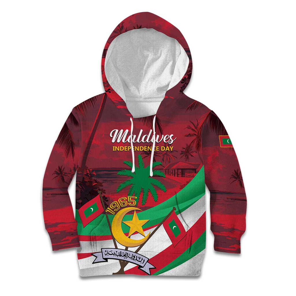 Personalized Maldives Independence Day 1965 Kid Hoodie Dhivehi Raajjeyge Jumhooriyyaa - Wonder Print Shop