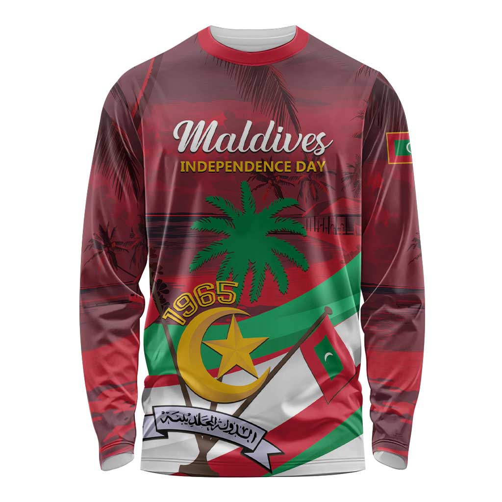 Personalized Maldives Independence Day 1965 Long Sleeve Shirt Dhivehi Raajjeyge Jumhooriyyaa - Wonder Print Shop