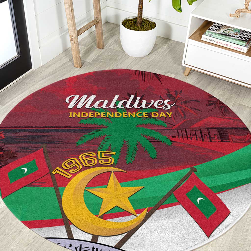 Personalized Maldives Independence Day 1965 Round Carpet Dhivehi Raajjeyge Jumhooriyyaa LT01 23.6...