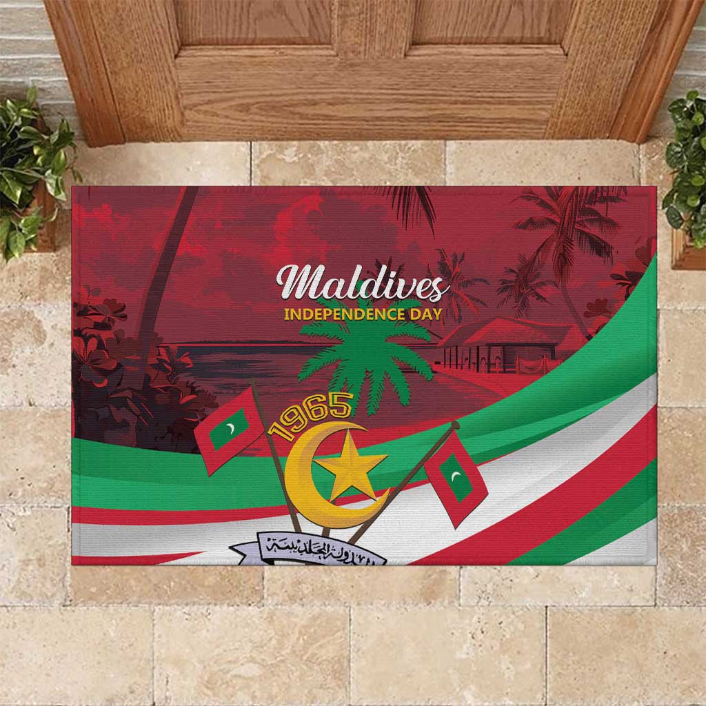 Personalized Maldives Independence Day 1965 Rubber Doormat Dhivehi Raajjeyge Jumhooriyyaa - Wonder Print Shop