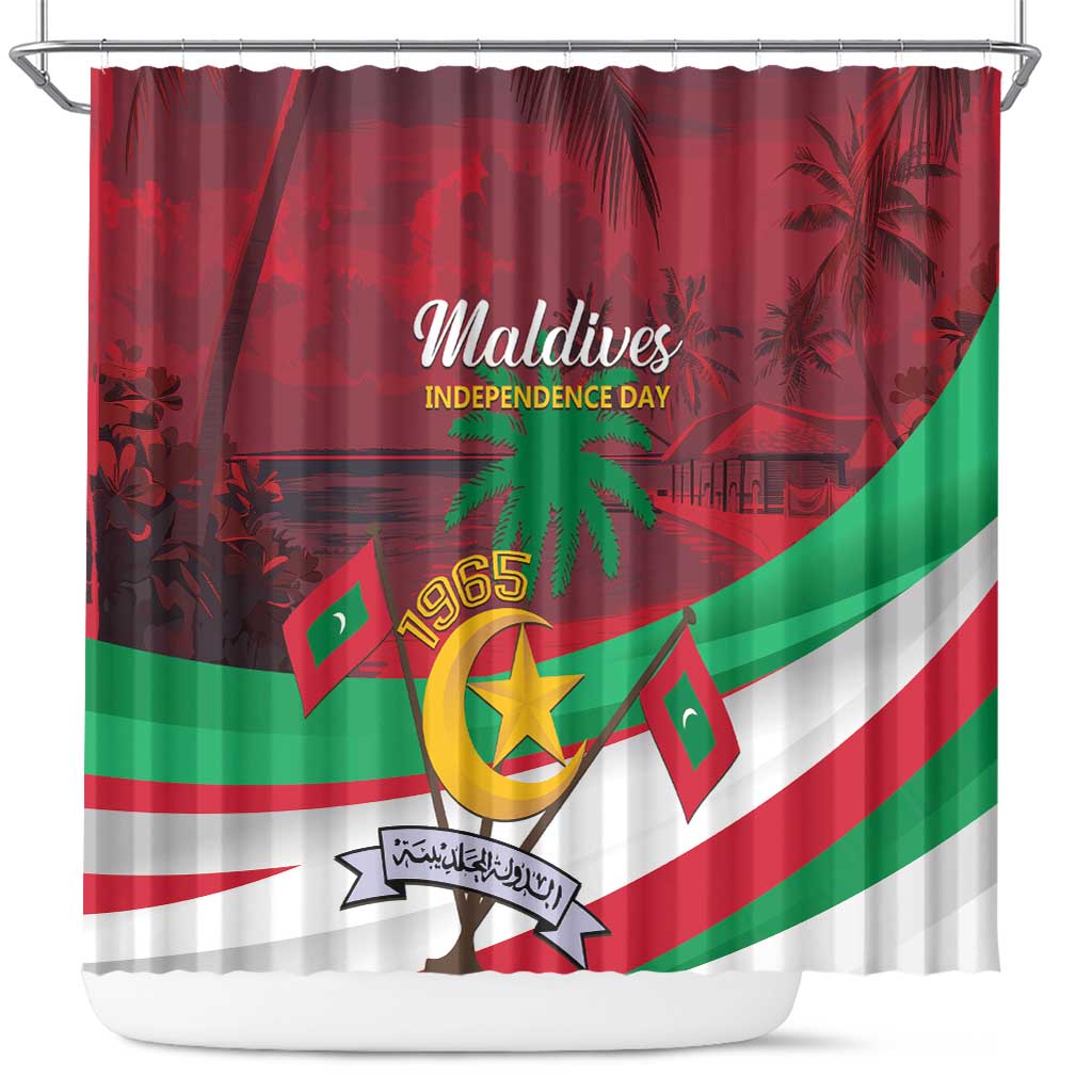 Personalized Maldives Independence Day 1965 Shower Curtain Dhivehi Raajjeyge Jumhooriyyaa