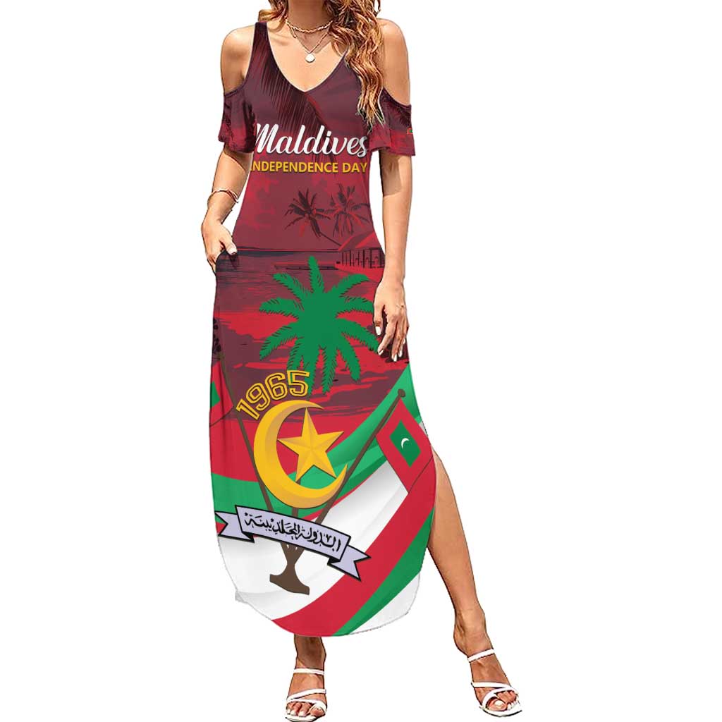 Personalized Maldives Independence Day 1965 Summer Maxi Dress Dhivehi Raajjeyge Jumhooriyyaa - Wonder Print Shop