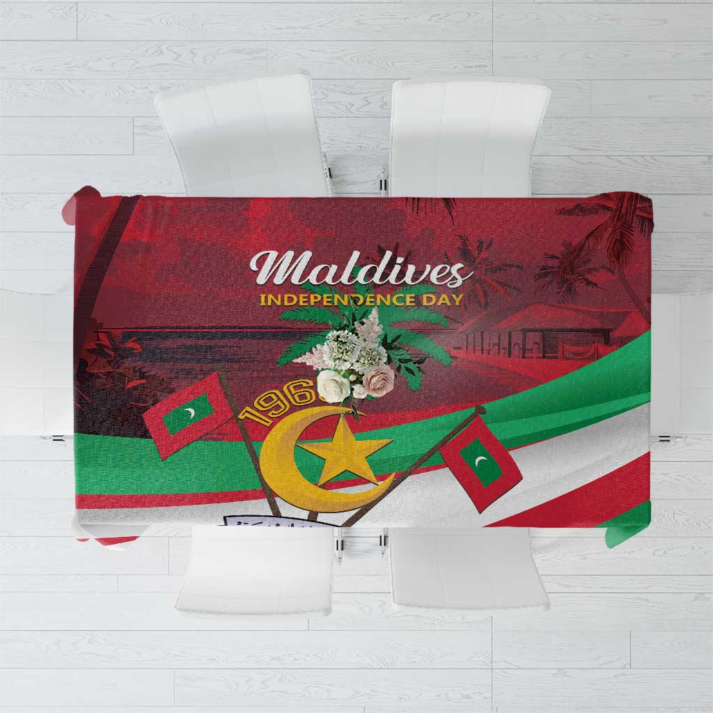 Personalized Maldives Independence Day 1965 Tablecloth Dhivehi Raajjeyge Jumhooriyyaa LT01 90 x 9...
