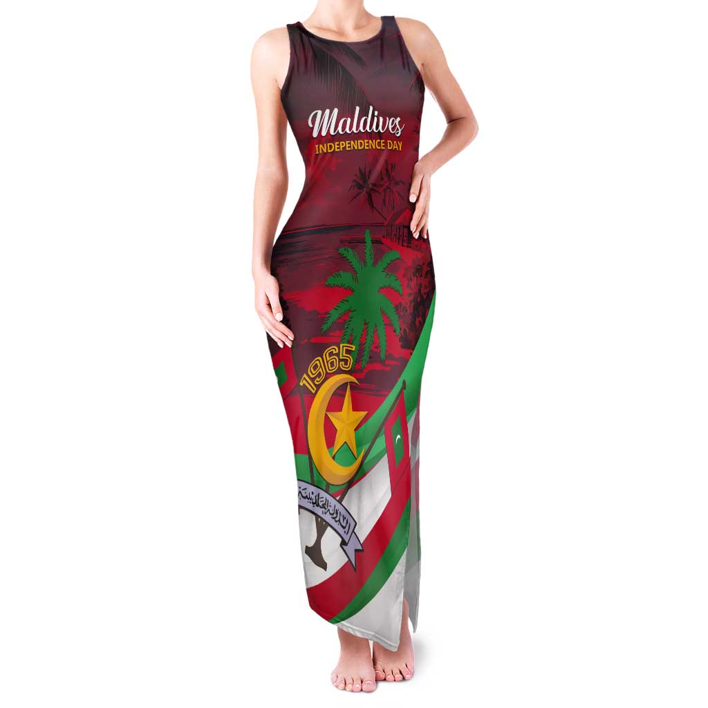 Personalized Maldives Independence Day 1965 Tank Maxi Dress Dhivehi Raajjeyge Jumhooriyyaa - Wonder Print Shop