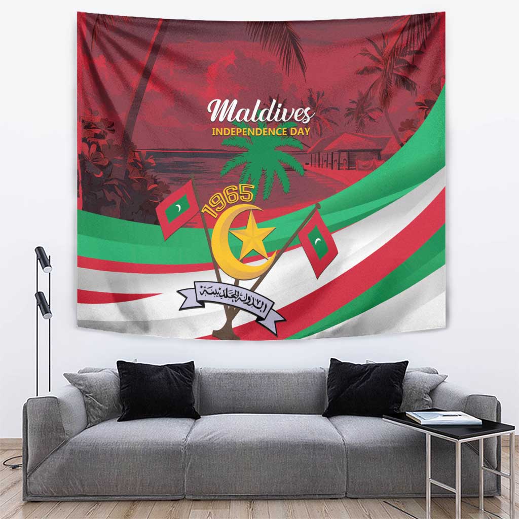 Personalized Maldives Independence Day 1965 Tapestry Dhivehi Raajjeyge Jumhooriyyaa LT01 60 x 138...