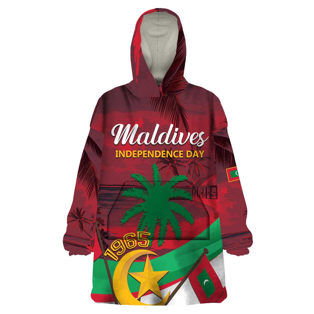 Personalized Maldives Independence Day 1965 Wearable Blanket Hoodie Dhivehi Raajjeyge Jumhooriyyaa - Wonder Print Shop