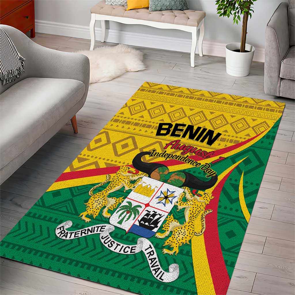 Personalized Benin Independence Day 1960 Area Rug Fraternite Justice Travail LT01 36 x 60 inches ...