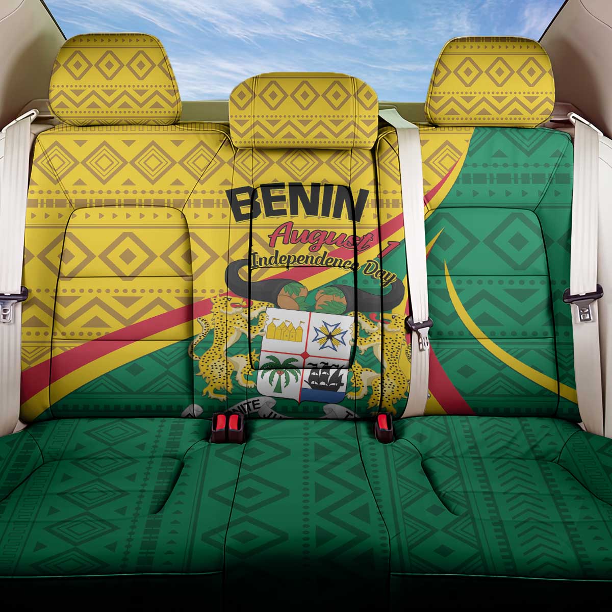 Personalized Benin Independence Day 1960 Back Car Seat Cover Fraternite Justice Travail - Wonder Print Shop