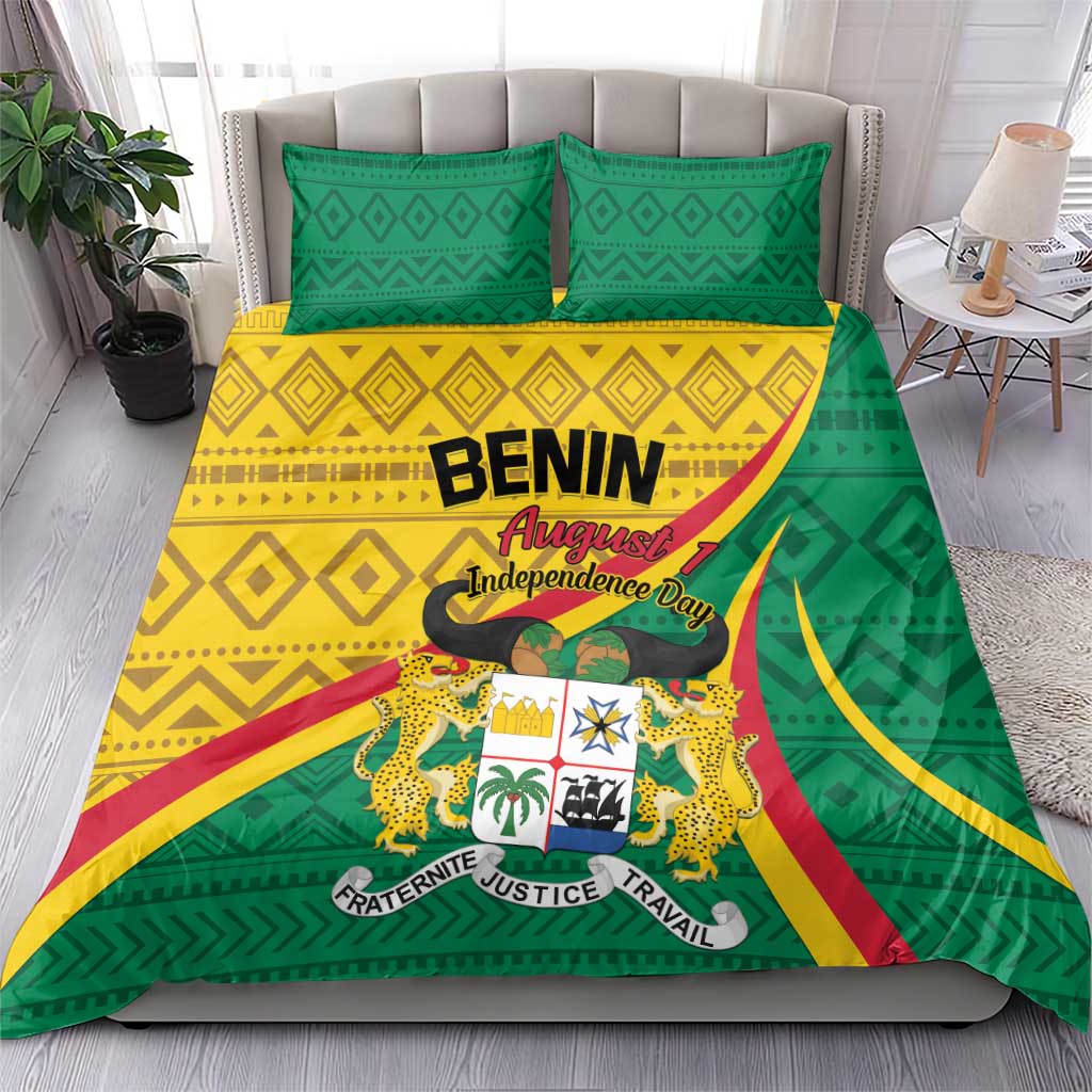 Personalized Benin Independence Day 1960 Bedding Set Fraternite Justice Travail LT01 172cm x 218c...